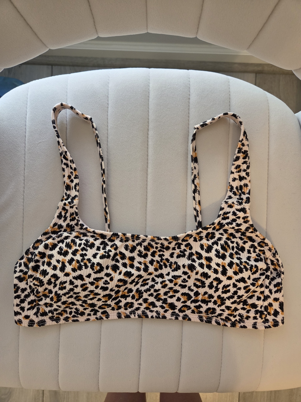 Xhilaration Leopard-Print Swim Top in Cream, Brown & Black